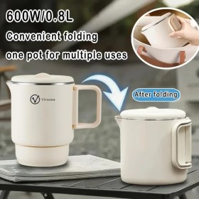 Resim Willowhaven Açık Beyaz 600w Paslanmaz Çelik Çift Fonksiyonlu Katlanır Seyahat Su Termosu 