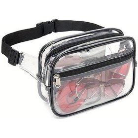 Resim Willowhaven Siyah Unisex Şeffaf Bel Çantası, Ayarlanabilir Askılı Festival Koşu Göğüs Çantası Siyah 