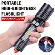 Resim LED Yüksek Lümenli Taktiksel El Feneri ve Güvenlik Çekiçli - Ayarlanabilir Işın, Kemer Kesici ve Pencere Cam Kırıcı ile Şarj Edilebilir Güneş Enerjili Acil Kurtarma Aracı, USB-C Şarj, Kamp, Yürüyüş ve Kendini Koruma için Lityum Pil, Kamp Aksesuarı 