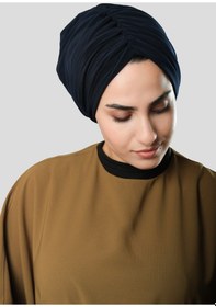 Resim Hürrem Bone Lacivert Drapeli Salaş Tesettür Bone Sandy Büzgülü 2315 02 Lacivert 