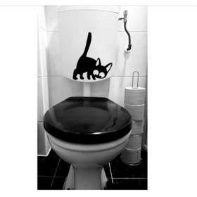 Resim TSC Kedi Klozet Sticker Yapıştırması Sticker 3 Model 