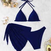 Resim Yaz Kadın Yeni Moda Tatil Rahat Bikini Güneş Kremi Üç Parça Set 