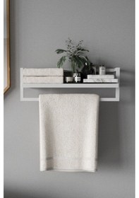 Resim Aju Havluluk Banyo Rafı Havlu Askısı Şal Aksesuar Bakım Ürünleri Banyo Mutfak Düzenleyicii Beyaz 