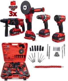 Resim Branzeg BRZ62S 36V 4'lü Şarjlı Kırmızı Matkap Seti 13 MM 