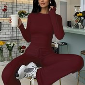 Resim Kadınlar İçin Sonbahar Modası Tişört, Kısa Kollu Crop Top, Dar Kesim İp Detaylı Pantolon Takımı, Casual Şık Yazlık Kadın Giyim 