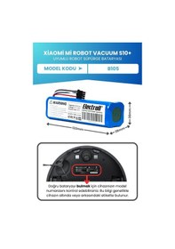 Resim Xiaomi Mi Robot Vacuum S10 Plus Uyumlu Batarya Standart Kapasite 5200mah Robot Süpürge Pil B105 