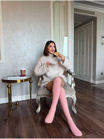 Resim LAGRANZE Cozy Line Premium Kadın Diz Üstü Jakarlı Çorap 