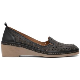 Resim Mammamia D25ya-330 Kadın Hakiki Deri Dolgu Topuk Ayakkabı Siyah Siyah 