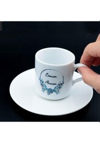 Resim Kutusunda Canım Annem Yazılı 6'Lı Kahve Fincan Seti 
