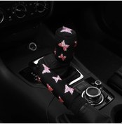 Resim 2 Parçalı Kumaş Flaş Blingbling Araba El Freni Seti Sap Seti Manuel Vites Gen Pink Pink 