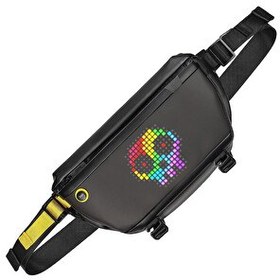 Resim Divoom Pixoo Slingbag Ledli Ekran APP Kontrollü Cross Body Siyah Çapraz Bel Çantası 