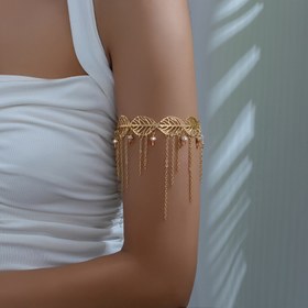 Resim Kadınlar için Şık Altın Tonlu Yaprak Tasarımlı Açık Manşet Kol Bileziği - Tatil/Seksi Tarz, Demir Malzeme, Günlük Kullanım & Partiler için Mükemmel, Kalın Geniş Bilezik 