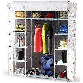 Resim Sepettenevar Metal Profil Çift Yandan Raflı Askılıklı Bez Dolap - 10 Renkli 