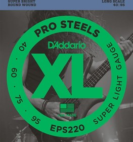 Resim D'Addario EPS220 XL ProSteels Serisi Bas Gitar Tel Seti (Long Scale - 40-95 - Paslanmaz Çelik) 