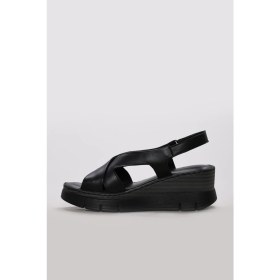 Resim Fast Step Hakiki Deri Kadın Dolgu Topuk Sandalet 621ZA1405 