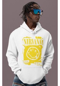 Resim Sevbano Tasarım Nirvana Rock Metal Müzik Grubu Baskılı Unisex Oversize Ho beyaz 