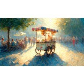 Resim Venspor Pastel Tonlarda Sokak Sahnesi Arkaplan 200 x 150 cm Fon Duvar Örtüsü 