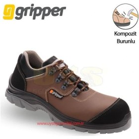 Resim Gripper Grayz Gpr-214 S2 Kompozit Burunlu Kahverengi Siyah Deri Bağcıklı İş Ayakkabısı K Kahverengi 