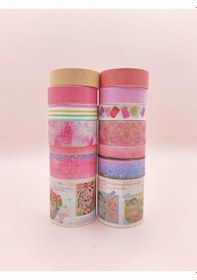 Resim Art Vintage Washi Tape Bant Yapışkanlı Maskeleme Kağıdı Desenli Bant 12'li - Pembe Van Gogh Tabloları 1 