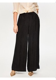 Resim Faik Sönmez Beli Lastikli Kendinden Dokulu Wide Leg Fit Pantolon S26pnt030 Us26pnt03010 Siyah 