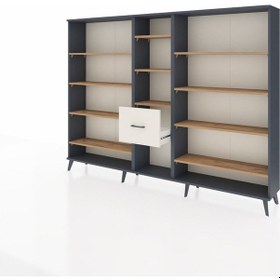 Resim Arges Dolap 11 Raflı 3 Çekmeceli 220x30x163 Antrasit-çam/aytaşı Atlas Çam/aytası - Antrasıt 