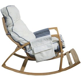 Resim Vezir Lüks Ahşap Gri/Krem Renkli Sallanan Sandalye - Tv Ve Dinlenme Koltuğu 