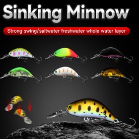 Resim Çok Renkli 50mm Batan Crankbait Balıkçılık Yem, 1.96in ABS Malzeme, Yavaş Batma Eylemi, Bass için İdeal - Sevgililer Günü, Şükran Günü, Babalar Günü, Ejderha Tekne Festivali, Büyükanne Günü için Mükemmel 