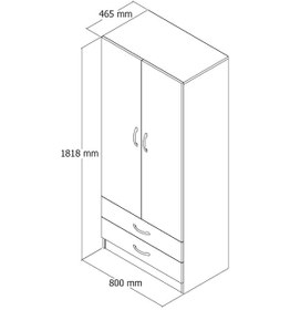 Resim tanmob 2 Kapılı Iki Çekmeceli Geniş Gardrop Beyaz - Grd0401 