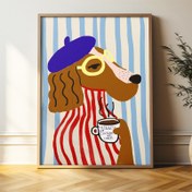 Resim 1pc Art Deco Köpek Kanvas Poster, Moda Temalı Kahve Sanat Baskısı, Çerçevesiz Retro Klasik Duvar Dekoru, Yatak Odası, Oturma Odası, Ofis, Cafe, Bar, Ev ve Yurt için İdeal, İç ve Dış Mekan Kullanımı, Sonbahar ve Kış Mevsimi 