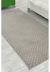 Resim Lüle Halı Delüx Kabartmalı Düz Renk Üstün Kalite De Kaymaz Tabanlı Yolluk Halı Vizon 