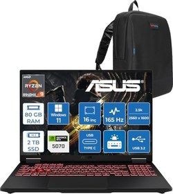 Resim Asus Tuf Gaming A16 FA608PP Amd Ryzen 9 8940HX Aı 80GB Ddr5 2tb SSD 8GB/RTX5070 115W 165Hz 16"wqxga 2.5k 400NITS IPS Windows 11 Home Gaming Bilg. WQT060H24+ZETTAÇANTA 