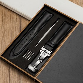 Resim İş Yolu Yaprağı Deri Saat Kayışı Hediye Kutusu Paketli 18mm 20mm 22mm 24mm 