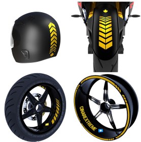 Resim Moto Rider 4'lü Sticker Seti Yaldızlı Gold İç Dış Jant Şeridi Kask Ve Çamurluk Çınar Extreme 