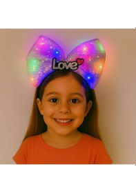 Resim Led Işıklı Love Yazılı Mor Fiyonk Taç Kız Çocuk Csmtex - 69 Parti Tacı 
