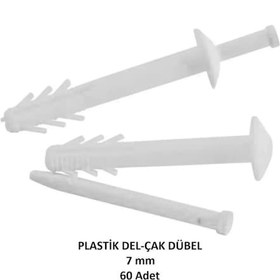 Resim Plastik Çivili Korniş Dübeli, 7 Mm Del Çak Dübeli 60 Adet 7 MM 