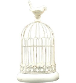 Resim Dolıty Demir Kuş Kafesi Mumluk Centerpiece Beyaz-14x26cm 