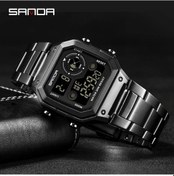 Resim Sunshine022 Sanda Erkek Digital Saç Paslanmaz Çelik Kayış Kronometre Alarm Tarih Spor Saati Siyah Diğer 