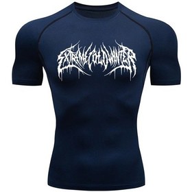 Resim Snapbuyerkek Yazlık Kısa Kollu Spor T-shirt Koşu Egzersiz Vücut Geliştirme S-3xlmavi Mavi 