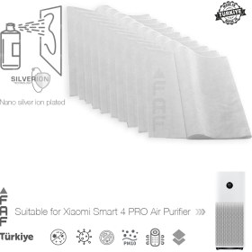 Resim Faf 10 Adet Xiaomi Smart Air Purifier 4 Pro Uyumlu Gümüş Iyonlu Elektrostatik Toz Tutucu Ön Filtre 