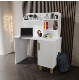 Resim Afilli Bohem Çalışma Masası Tamamı Mdf Beyaz 