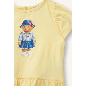 Resim DeFacto Regular Fit Ayıcıklı Penye Kısa Kollu Tişört Kız Bebek H3234A526SM 