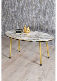 Resim Zigon Sehpa Ve Orta Sehpa Elips Set Çift Gold Efes Metal Diğer 