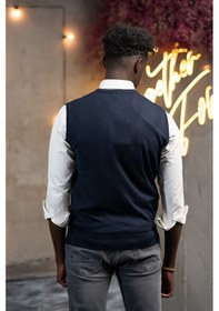Resim Woolen World V Yaka Regular Fit Yünlü Kolsuz Triko Süveter Lacivert 