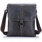 Resim Buff Kaptan 034 Erkek Deri Omuz Çantası Spor Açık Dış Mekan Birinci Katmanlı Cowhide Bag Iron Blue Mavi 