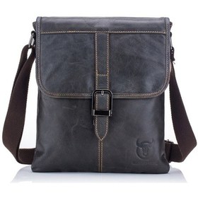 Resim Buff Kaptan 034 Erkek Deri Omuz Çantası Spor Açık Dış Mekan Birinci Katmanlı Cowhide Bag Iron Blue Mavi 