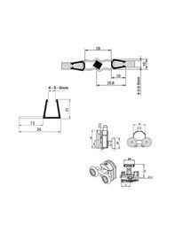 Resim Ayrıntıshop Duşakabin Mıknatıslı Fitil Rulman Seti Mıktatis+yan Suluk Krom Teker Şeffaf+krom 