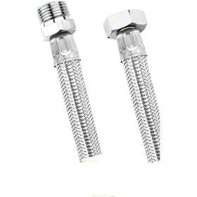 Resim AKDEMİR OFİS Paslanmaz Çelik Kalın Flex Hortum Termosifon Bağlantı Hortumu 1/2 (Erkek) × 1/2 (Dişi) 30 CM 