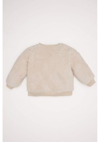 Resim DeFacto Erkek Bebek Bisiklet Yaka Yılbaşı Temalı Pelüş Sweatshirt D6594A524WNBG286 Bej 