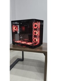 Resim Anime Karakterli 7 Argb Fanlı 750w 80+ Bronze Power Supply Siyah Kavisli Cam Akvaryum Kasa 