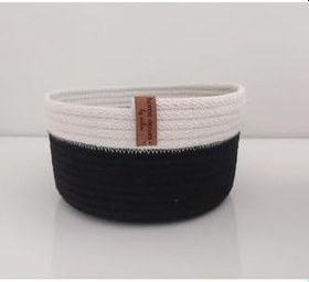 Resim Siyah&Beyaz Kova Sepet Takımı Hasır Sepet Düzenleyici Organizer Dekorasyon Hediyelik-25X14Cm Siyah&Beyaz 